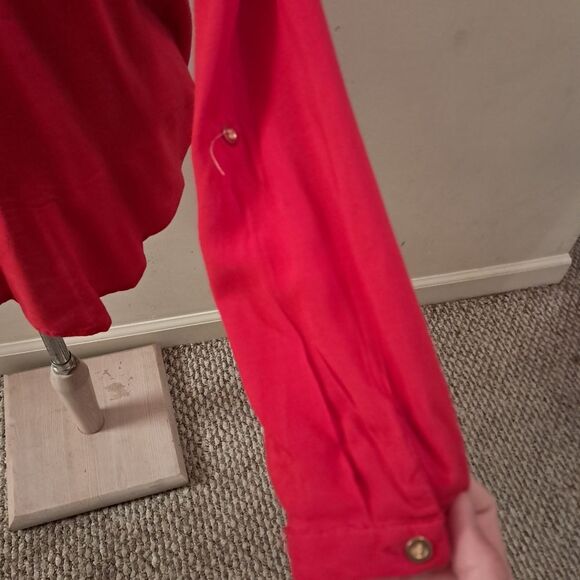 *Final Price* Cotton Express blouse women's medium M red office career formal - Picture 3 of 10